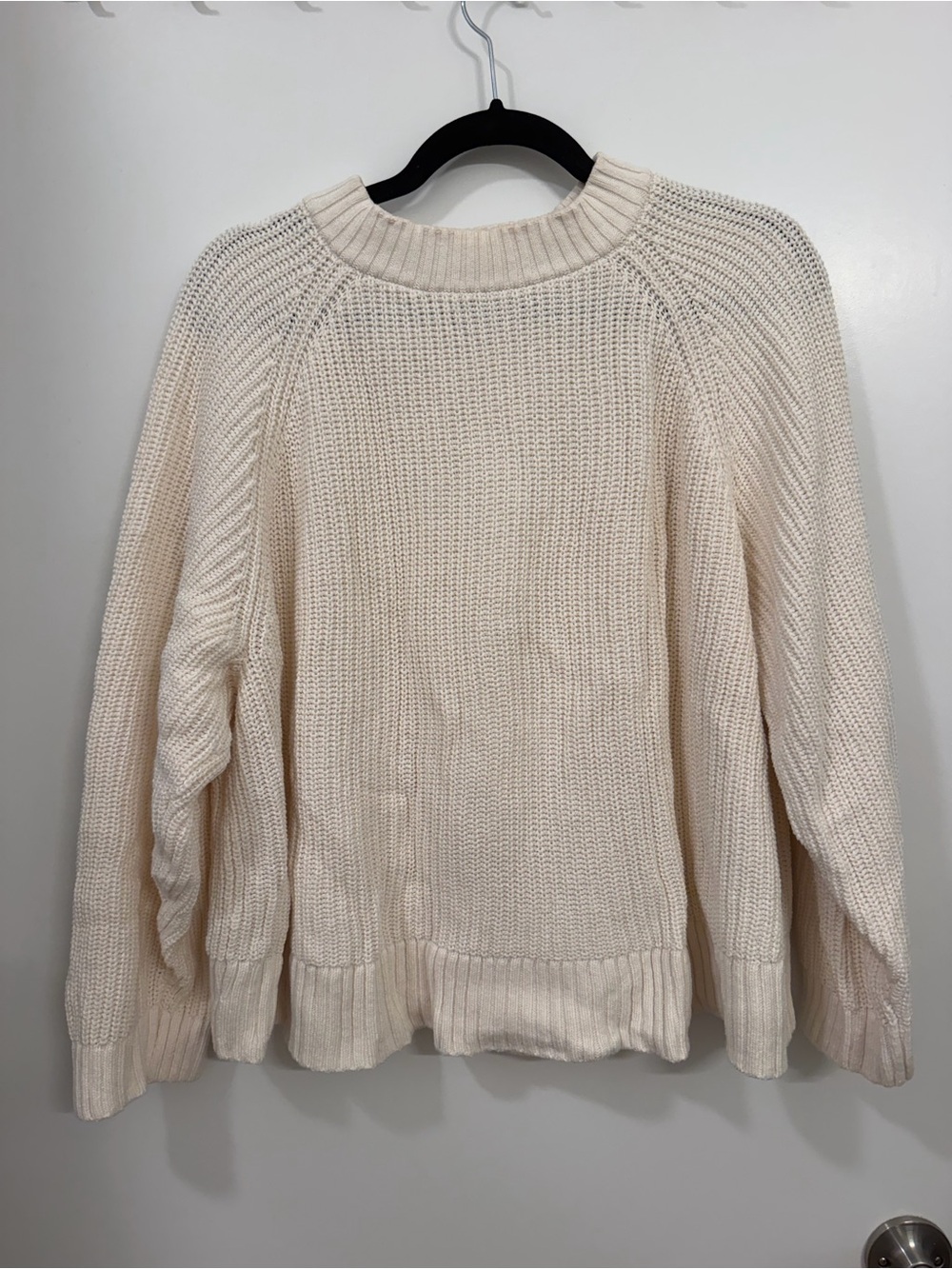 Old Navy Cream Crewneck Textured Knit Sweater
